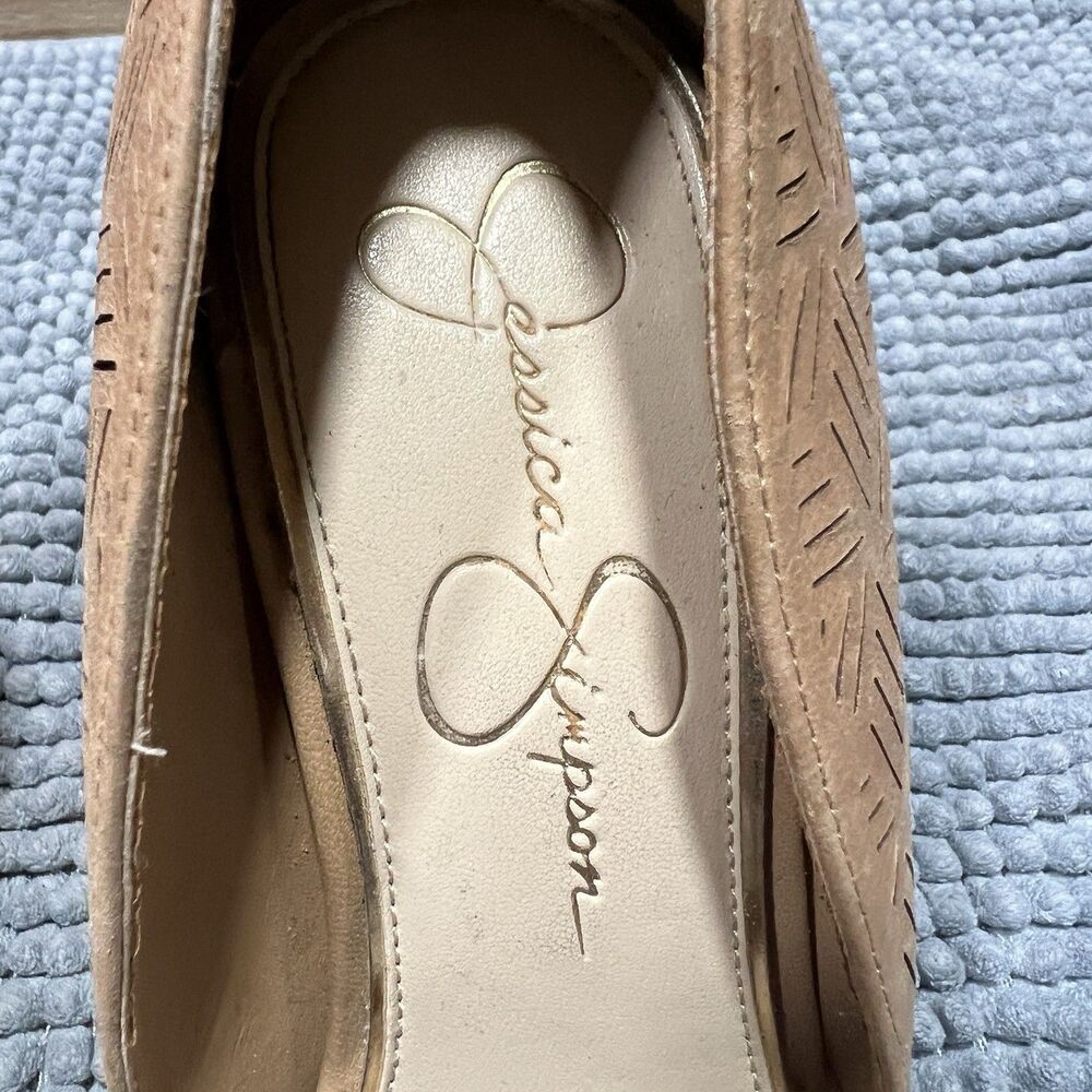 Jessica Simpson Charie D’Orsay Pumps 7.5M Laser Cut Tan / Neutral Heels - Picture 9 of 11